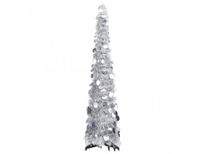 Rozkládací umělý vánoční stromek stříbrný 120 cm PET