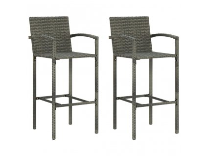 Barové stoličky 2 ks šedé polyratan