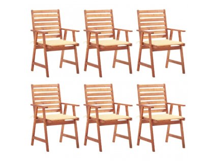 Zahradní jídelní židle s poduškami 6 ks masivní akáciové dřevo