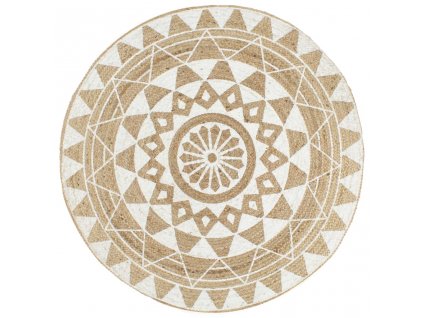 Ručně vyrobený koberec z juty s bílým potiskem 150 cm