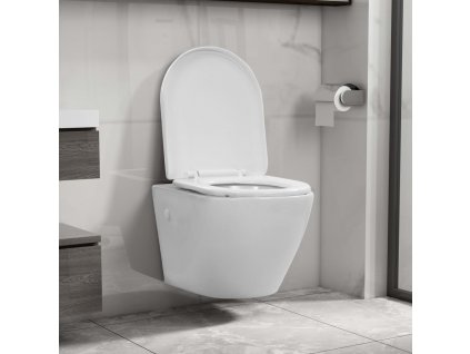 Závěsné WC bez okraje keramické bílé