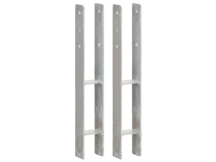 Plotové kotvy 2 ks stříbrné 8 x 6 x 60 cm pozinkovaná ocel