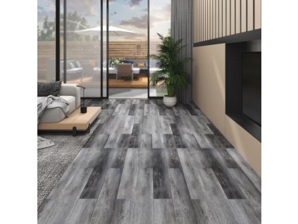 Nesamolepicí PVC podlahová prkna 4,46 m² 3 mm lesklá šedá