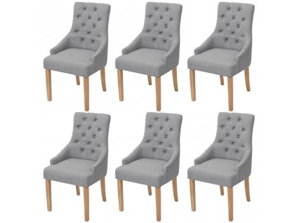 Jídelní židle 6 ks světle šedé textil