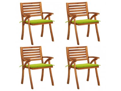 Zahradní židle s poduškami 4 ks masivní akáciové dřevo