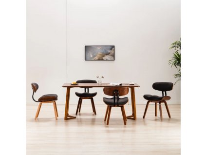 Jídelní židle 4 ks šedé ohýbané dřevo a textil