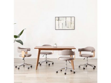 Otočné jídelní židle 4 ks taupe ohýbané dřevo a textil