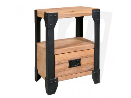 Noční stolek, masivní akáciové dřevo a ocel, 40 x 30 x 54 cm
