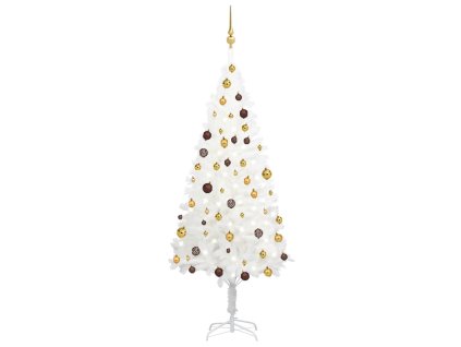 Umělý vánoční stromek s LED a sadou koulí bílý 180 cm