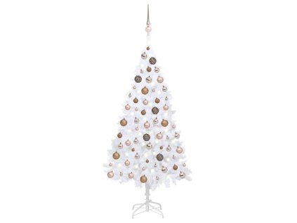 Umělý vánoční stromek s LED a sadou koulí bílý 120 cm PVC