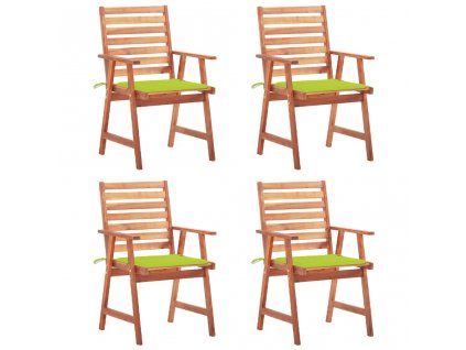 Zahradní jídelní židle s poduškami 4 ks masivní akáciové dřevo