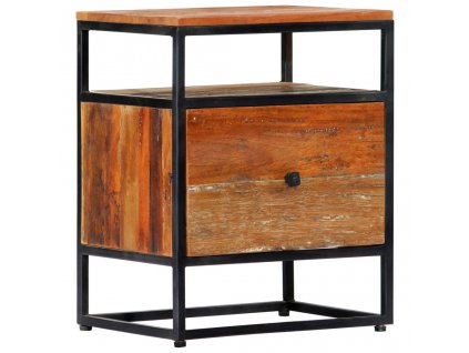 Noční stolek 40 x 30 x 50 cm masivní recyklované dřevo a ocel