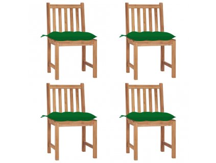Zahradní židle 4 ks s poduškami masivní teak