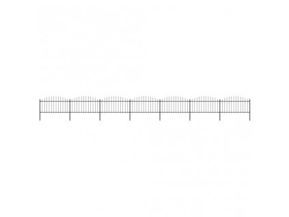 Zahradní plot s hroty ocel (1,25–1,5) x 11,9 m černý