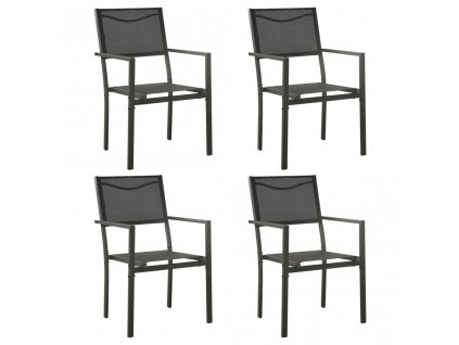 Zahradní židle 4 ks textilen a ocel černé a antracitové