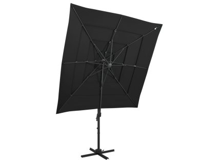 4stupňový zahradní slunečník s hliníkovou tyčí černý 250x250 cm
