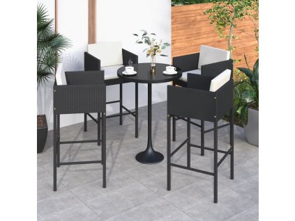 Barové stoličky 4 ks s poduškami černé polyratan