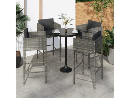 Barové stoličky 4 ks s poduškami šedé polyratan