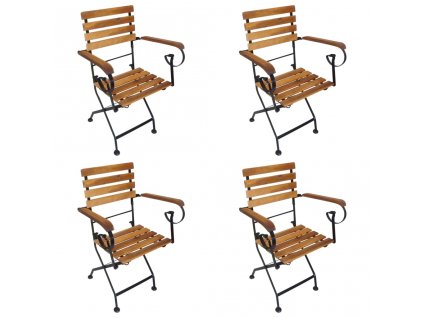 Skládací zahradní židle 4 ks ocel a masivní akáciové dřevo