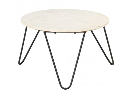 Konferenční stolek bílý 65x65x42 cm pravý kámen mramorový vzor