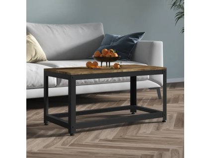 Konferenční stolek tmavě hnědý a černý 90x45x45 cm MDF a železo