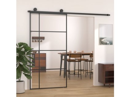 Posuvné dveře ESG sklo a hliník 102,5 x 205 cm černé