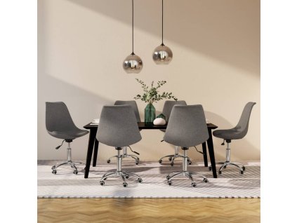 Otočné jídelní židle 6 ks světle šedé textil