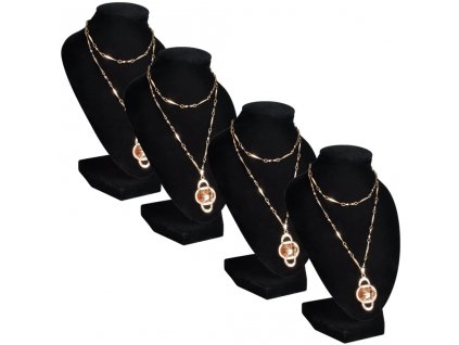 Flanelový stojan na náhrdelníky a řetízky černý, 9 x 8,5 x 15 cm, 4 ks