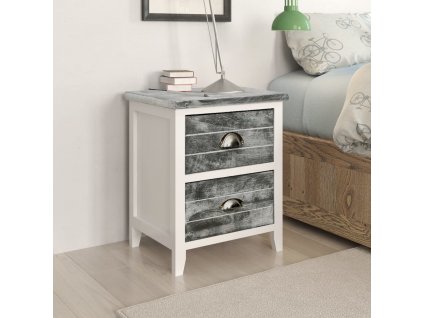 Noční stolek šedý a bílý 38 x 28 x 45 cm dřevo pavlovnie