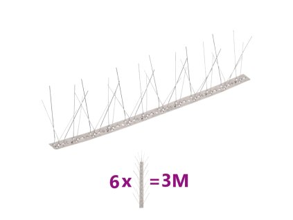 5řadové nerezové hroty proti ptákům a holubům sada 6 ks 3 m