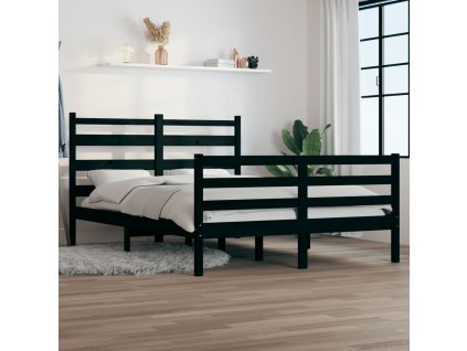 Rám postele masivní borovice 160 x 200 cm černý