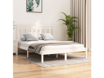 Rám postele bílý masivní dřevo 160 x 200 cm