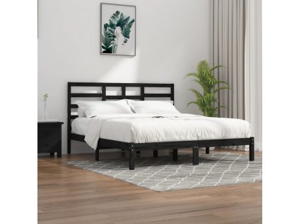 Rám postele černý masivní dřevo 200 x 200 cm