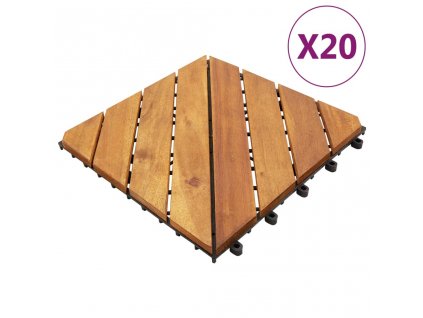 Terasové dlaždice 20 ks hnědé 30 x 30 cm masivní akáciové dřevo