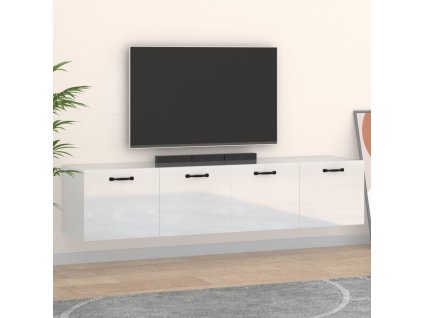 Nástěnné TV skříňky 2 ks lesklé bílé 60 x 36,5 x 35 cm kompozit