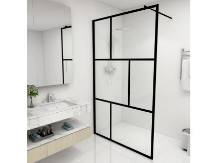 Zástěna do průchozí sprchy s tvrzeným sklem černá 115 x 195 cm