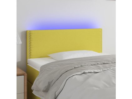 Čelo postele s LED zelené 100x5x78/88 cm textil