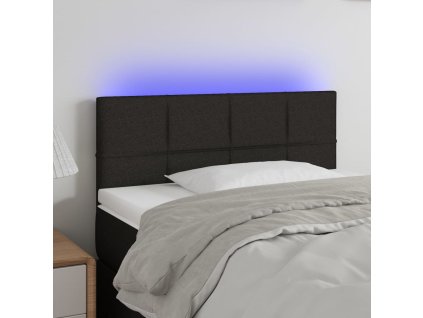 Čelo postele s LED černé 100x5x78/88 cm textil