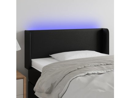 Čelo postele s LED černé 83 x 16 x 78/88 cm umělá kůže