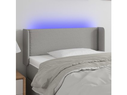 Čelo postele s LED světle šedé 93 x 16 x 78/88 cm textil