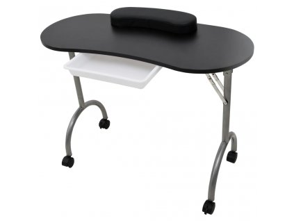 Skládací stolek na manikúru s kolečky černý