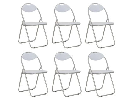 Skládací jídelní židle 6 ks bílé umělá kůže
