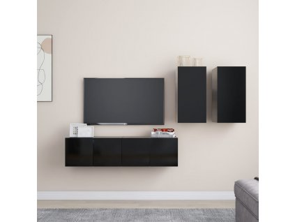 4dílný set TV skříněk černý kompozitní dřevo