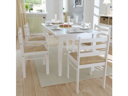 Jídelní židle 6 ks bílé masivní dřevo a samet
