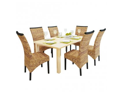 Jídelní židle 6 ks abaka a masivní mangovníkové dřevo