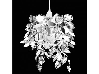 Závěsné svítidlo lustr s třpytivým listy, 21,5 x 30 cm, stříbrné