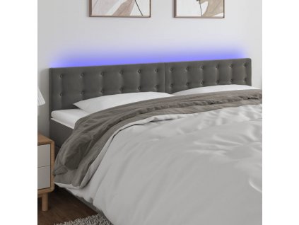 Čelo postele s LED tmavě šedé 200x5x78/88 cm samet