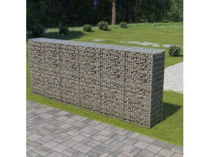 Gabionová zeď s víky z pozinkované oceli 300 x 50 x 150 cm