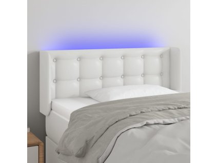 Čelo postele s LED bílé 93 x 16 x 78/88 cm umělá kůže