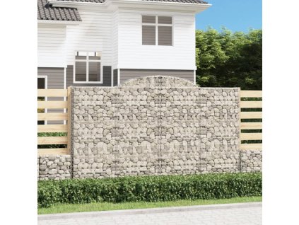 Klenuté gabionové koše 2 ks 300x50x180/200cm pozinkované železo